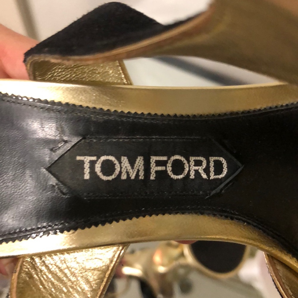 Tom Ford Black and Gold Sandals 39 - Picture 7 of 10